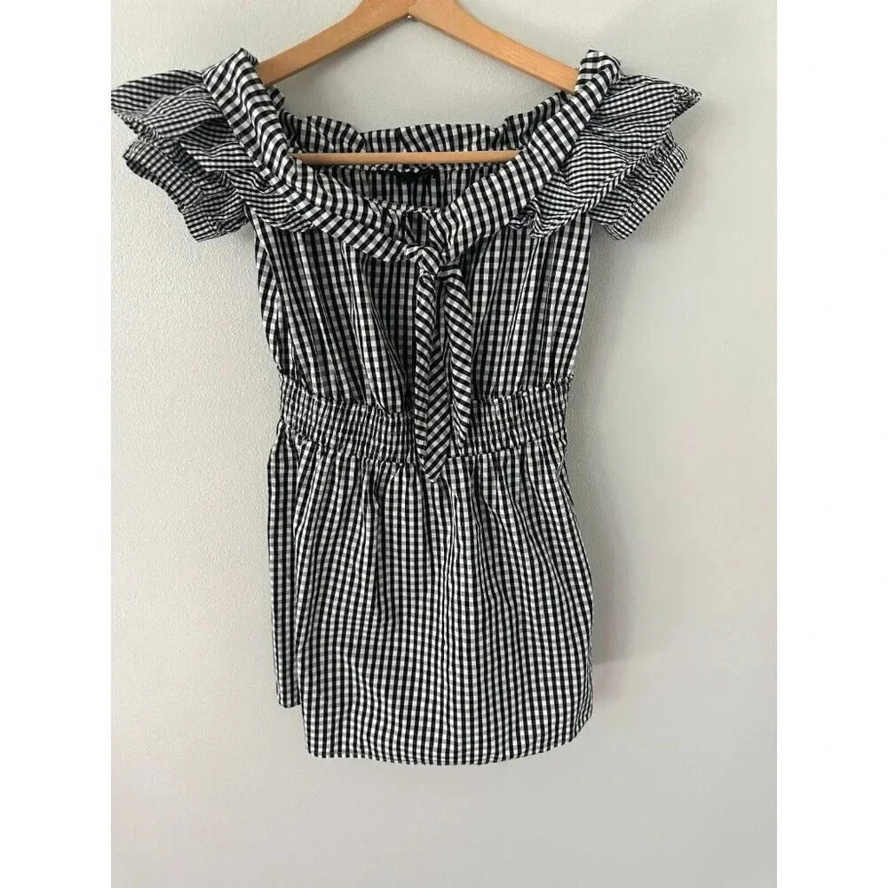 Dance & Marvel shoulder dress black plaid sz small